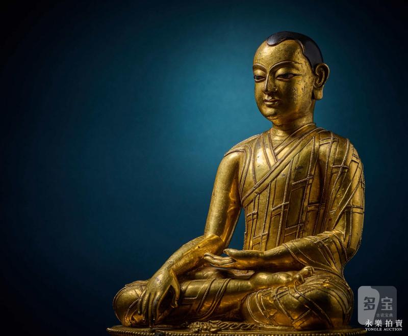 14世纪（丹萨替） 铜鎏金止贡巴·仁钦贝像 - 图8